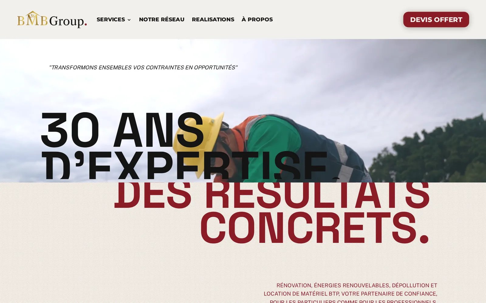 Page d'accueil du site de BMB Group 38